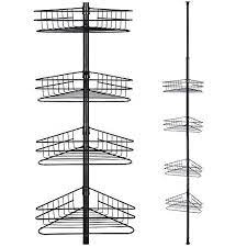 Tnpshop 4 Layers Metal Shower Corner Pole Caddy Shelf Bathroom Wall Storage Rack Holder Shower Shelves Corner Shower Caddy Corner Shower