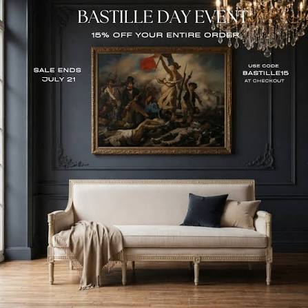 🇫🇷 Celebrate Bastille Day with Manoir For centuries, French interiors  have inspired the world with their timeless elegance, remarkable  craftsmanship, and effortless sense of style. In honor of Bastille Day,  we're celebrating