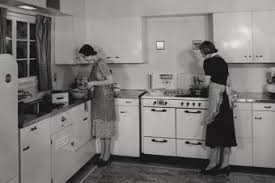 This beautiful, open kitchen boasts a high contrast look, with black and white walls and sleek lines. 1940s Kitchen Design Achieving The Retro Look Lovetoknow