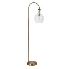 Meyer Cross Verona Arc 65 In Brass Floor Lamp With Seeded Glass Shade Fl0266 The Home Depot Brass Floor Lamp Lamp Arc Floor Lamps