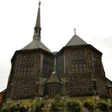 It is located in plateau de grâce, a plateau of grace west of honfleur. Eglise Ste Catherine Honfleur Normandy France