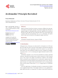 Start studying archimedes' principle (lab 11). Pdf Archimedes Principle Revisited