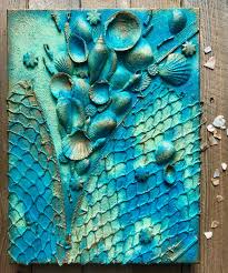 Turquoise Memories Wall Decor Gift Summer Sea Waves The Sound Of The Sea In The Shell Hand Made Painting Mixed Media Ready To Hang In 2020 Mixed Media Canvas Painting Mixed