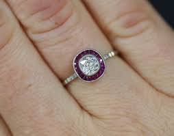 Heritage estate jewelry (in mall of america) $1,799 sale price 36% off offer. 1930 S Art Deco Ruby Diamond Target Ring Platinum Mount Baxter Hanks