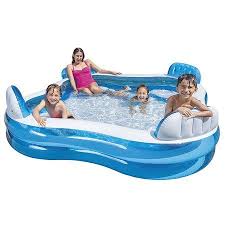 Intex Inflatable Swim Center Family Lounge Pool 105 X 105 X 26 Walmart Com Family Lounge Pool Inflatable Pool Pool Lounge