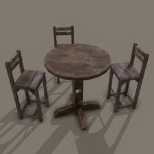 Описание товара 1800's antique walnut & wrought iron medieval coffee в разделе. Medieval Tavern Style High Table And Chairs 3d Model