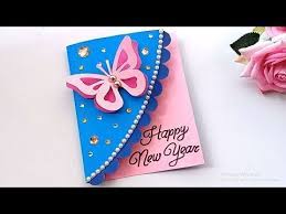 Kids can choose a design for the pop up and make it by cutting shapes on paper. How To Make New Year Card Handmade Easy Card Tutorial Youtube New Year Cards Handmade New Year Card Making Simple Cards