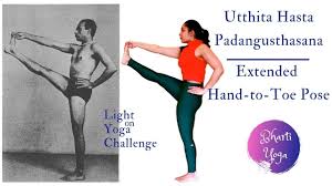 Reclined big toe pose (supta padangusthasana) is a classic stretch for runners and other athletes since it gets right into the hamstrings and calves. 11 Utthita Hasta Padangusthasana Light On Yoga Challenge Iyengar Yoga Youtube