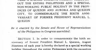 Air force day, national girlfriends day august 19: Philippine Holidays Special Non Working Public Holiday In The Provinces Of Quezon And Aurora And Quezon City Every 19th Of August Republic Act No 6741