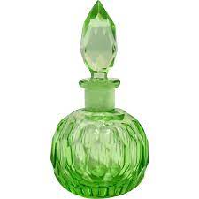 Czechoslovakia Green Gut Glass Perfume Bottle Perfume Bottles Pretty Perfume Bottles Glass Perfume Bottle