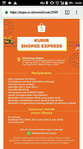 Pendidikan mininmal sma / smk (staff gudang, packing, kurir, driver). Lowongan Kerja Shopee Kurir