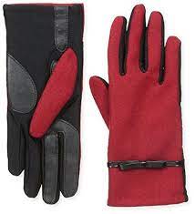 Gloves featuring elasticized cuffs and smartouch technology for touschreen compatibility. Isotoner Women S Smartouch Wool Back Stretch Glove With Bow Thermaflex Lining Red X Small Small Isotoner 36 40 On Amaz Fashion Gloves Gloves Womens Gloves
