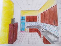 Desain Dapur Dengan Rendering Pensil Warna Anak Arsitektur