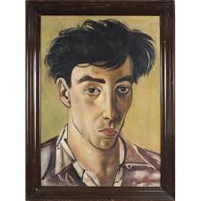 Head and shoulders portrait of a young man, possibly John Minton, oil