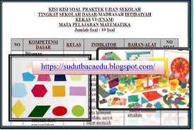 Penjaskes sma muhammadiyah kudus naskah soal ujian praktek 2012. Kisi Kisi Soal Ujian Sekolah Us Praktek Matematika Sd Mi Kelas Vi Sudut Baca