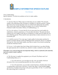 I had to do an informative speech for my coms 101 class (professor peckham). Sample Informative Speech Outline