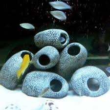 3 Cichlid Stone Ceramic Aquarium Rock Cave Decoration Fish Tank Pond Ornament Fish Tank Fish Tank Decorations Aquarium Rocks