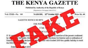 If a public holiday falls on a sunday, then a replacement is given the next day, on monday. Monday Is Not A Public Holiday Interior Ministry Says Citizentv Co Ke