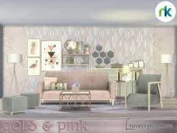 Gold And Pink Livingroom By Nikadema For The Sims 4 Spring4sims Sims 4 Cc Furniture Living Rooms Sims House Sims 4 Bedroom