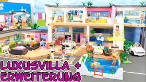 1 doll house, 1 table, 2 chairs, 1 floor lamp, 6 shelves, 1 shelf with rod, 1 bathroom radiator, 2 glasses, 2 preserving jars, 1 sardine tin, 2 plates, 1 book, 1 doll, 1 flower pot with plant, 4 flower boxes with plants, 3 hanging pots with plants, 1 pair of arm cuffs, 1 collar, 1 sack truck, 3 moving boxes, 1 set of tools (6. Playmobil Riesige Luxusvilla Komplett Mit Erweiterung Seratus1 5574 Deutsch Youtube