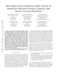 Sitemap » nama bayi » rangkaian nama bayi laki laki islami 3 kata. Pdf Semi Supervised Low Resource Style Transfer Of Indonesian Informal To Formal Language With Iterative Forward Translation
