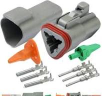 Deutsch 3-Pin Connector Housing, Pins & Seals Crimp Terminals,14-16 AWG