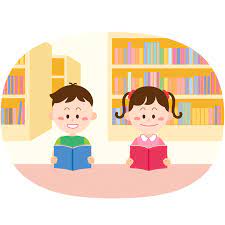 図書室で本を読む子供のイラスト | 園だより、おたよりで使えるかわいいイラストの無料素材集【イラストだより】