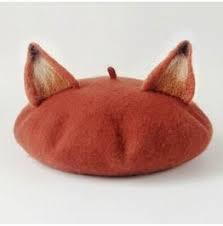 Orange Fox Beret Hat With Ears In 2021 Kawaii Hat Cat Ear Beret Fox Ears