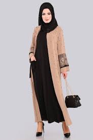 عبايات Dantel Detay Incili Abaya Pd400 Latte Siyah Moda Stilleri Elbiseler Abayalar