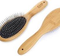 Dog Grooming Brush - 20mm Stainless Steel Round Pins, Bamboo Handle, No  Scratch Brush for All Hair Types (1Pc)