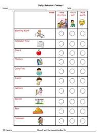 Daily Behavior Contract With Picture Schedule