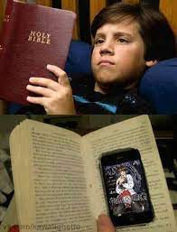 Maybe you would like to learn more about one of these? Such A Sweet Kid Reading The Holy Bible While Watching A Cartoon About The Bible I Wish More People Would Have His Faith 9gag