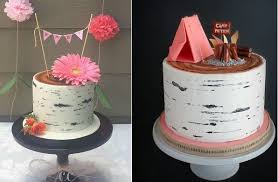 Buttercream Birch Tree Wedding Cake Tutorial Birch Tree Cake Tutorials Birch Tree Cakes Tree Stump Cake Tree Cakes
