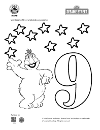 The number two in this coloring sheet has been embedded in the cartoon. The Number 9 Coloring Page Kids Coloring Pbs Kids For Parents