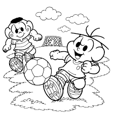 Desenhos para colorir bola de. Desenho De Turma Da Monica No Campo De Futebol Para Colorir Tudodesenhos