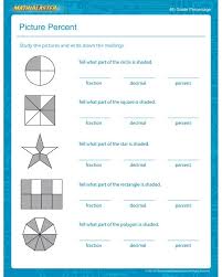 Picture Percent Percentage Worksheet For 4th Grade Kids Printable Math Worksheets Percents Math Worksheets For Kids