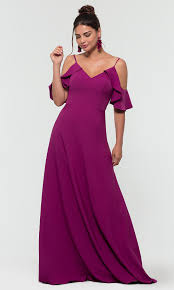 Prom dresses are perfect for more formal birthday parties or leavers' balls, and give you that extra something on your special night. Satin Cold Shoulder Satin Bridesmaid Dress Promgirl