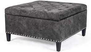 Thanks to its expansive design, you can use this as a cocktail table, or as the perfect perch for through our special order custom upholstery program, you can also have it recovered in a fabric that fits your style. Amazon Com Adeco Large Square Footstool Fabric Ottoman With Storage Footstool 32x32x19 Dark Gray Kitchen Dining