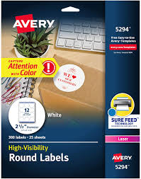 Before you choose your labels, consider the however, to make things easier, we have produced the label template table below where you can simply download a word or pdf label. Amazon Com Avery 5294 High Visibility 2 5 Round Labels With Sure Feed For Laser Printers 300 White Labels Office Products