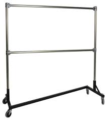 H) heavy duty chrome metal double bar adjustable clothes rack (60 in. Heavy Duty Rolling Clothes Rack 5ft Double Rail Contemporary Clothes Racks By Organize It Houzz