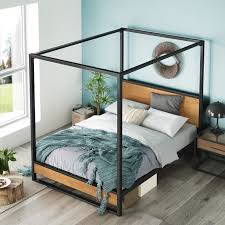 Some of the bed designs are superb and unique. Zinus Suzanne Ironline Canopy Metal And Solid Wood Bed Frame Buy Queen Bed Frame 9356862000803