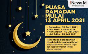 Kemudian, kalender 2021 hari raya idul fitri akan diikuti dengan cuti bersama selama empat hari, yakni pada tanggal 12, 17, 18, dan 19 mei. Jadwal Puasa 2021 Simak Bacaan Niat Puasa Ramadhan 1442 Hijriah