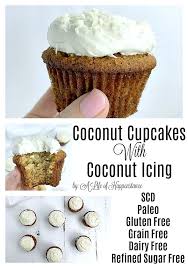 Gluten Free Coconut Cupcakes With Coconut Icing Scd Paleo Recipe Sugar Free Cupcakes Dairy Free Icing Coconut Recipes