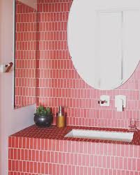 Many Minis 1x3s In Paprika Design Laurengeremia With Images Bathroom Red Tile Trends Amazing Bathrooms