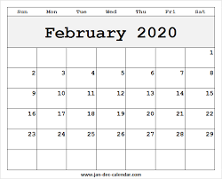 Blank February 2020 Calendar Template August Calendar September Calendar Printable December Calendar