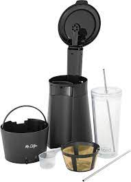 Get performance ratings and pricing on the mr. Mr Coffee Iced Single Serve Coffee Maker With Reusable Tumbler Stainless Steel Straws And Reusable Gold Tone Coffee Filter Black Black Bvmc Icmbl Ds Best Buy