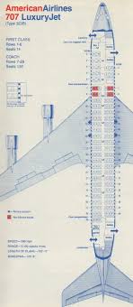 Vintage Airline Seat Map American Airlines Boeing 707 323b