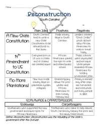 Reconstruction Graphic Organizer Chart Social Studies Middle School Third Grade Social Studies 3rd Grade Social Studies