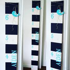 Aqua Navy White Nautical Growth Chart Ruler Dee Baby