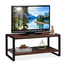 Nussbaum dunkel braun massiv geölt edelstahl. Brauner Couchtisch Mit 2 Ablagen Kaufen
